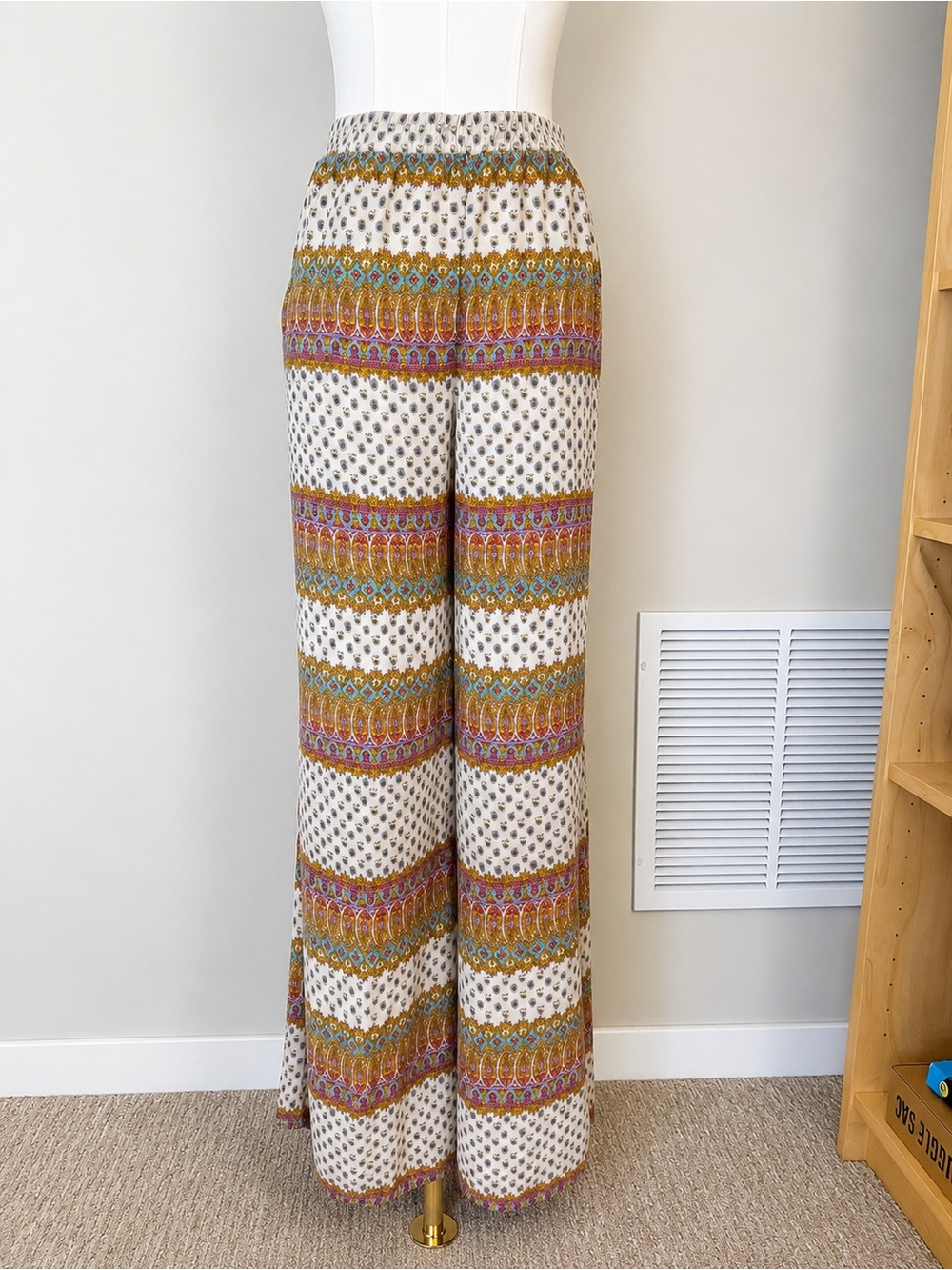 American Eagle Boho Paisley Wide Leg Palazzo Pants Medium Festival Hippie